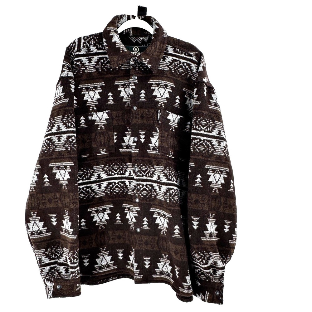 Outback Trading Co Hudson Shirt Shacket Jacket Men's 3XL Brown Wool Blend Aztec
